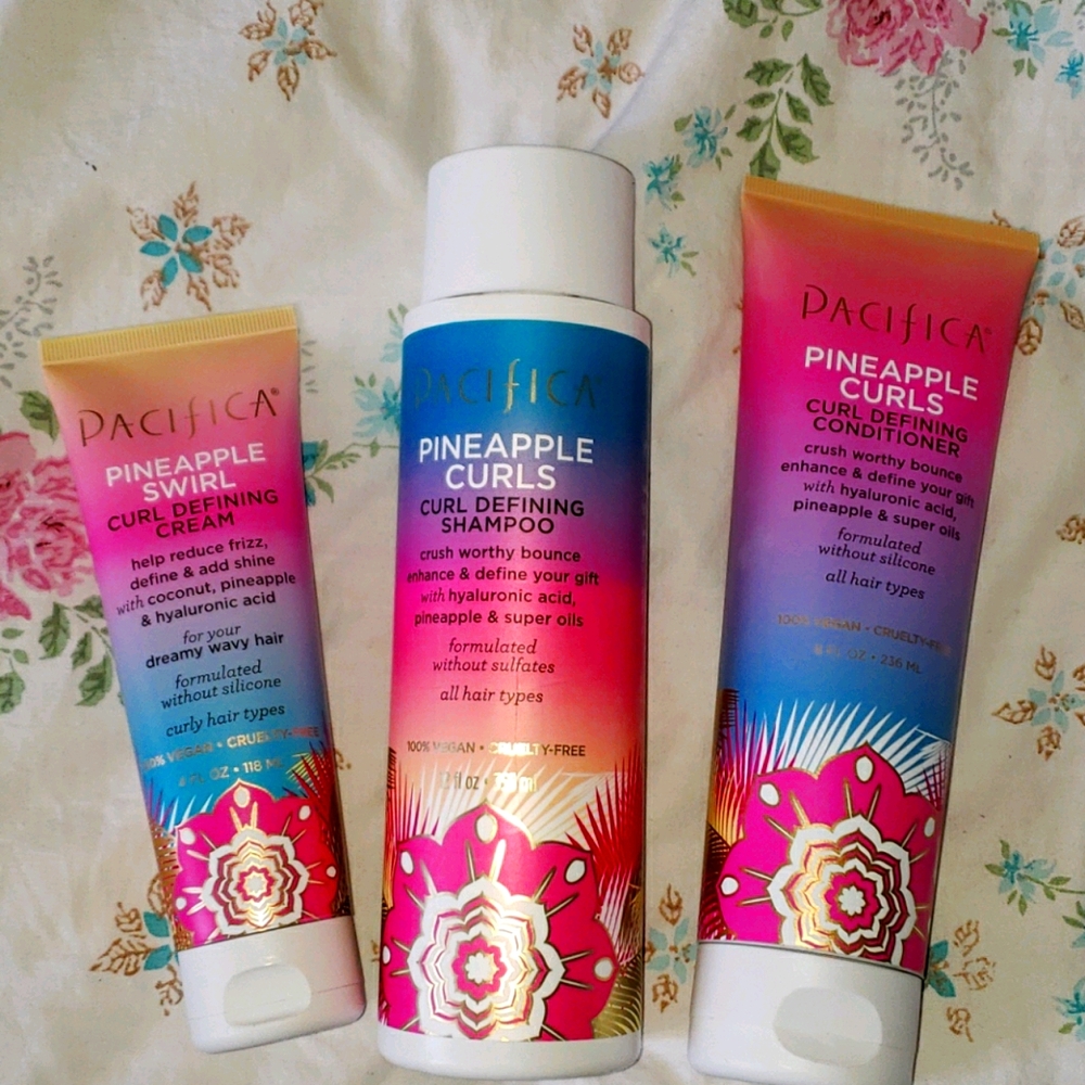 Pacifica Pineapple Curls Shampoo,Conditioner&Cream